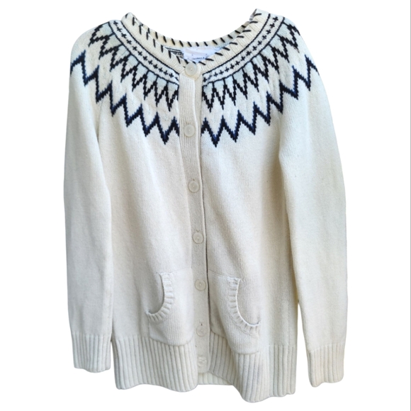 Coincidence & Chance Sweaters - Anthropologie Coincidence and Chance Cream and Black Fair Isle Cardigan - Size M